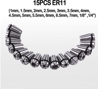 Dailygoods- Spannzangen Set 15 Stuks - Hoogwaardig 65Mn Verenstaal - CNC-Freesgereedschap - Graveermachines - Hoge Precisie - Goede Elasticiteit - Spantang