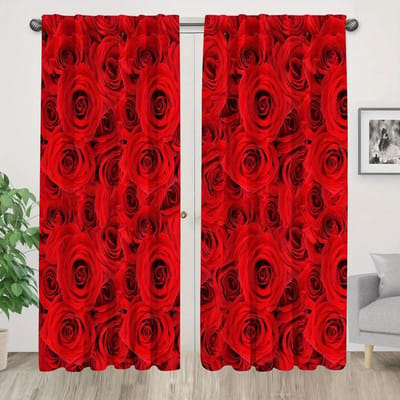 2 stuks Rode Roos Abstract Marmerpatroon Gordijnen Tunnelzak Valentijnsdag Decoratie Bedrukt Lichtfilterend Keukengordijn W50xH130(CM)x2PCS-Grommet Top