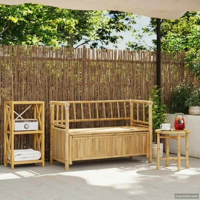 vidaXL - Tuinkast - Bank - 110 - x - 47 - x - 80 - cm - Bamboe - Naturel - Rechthoekig