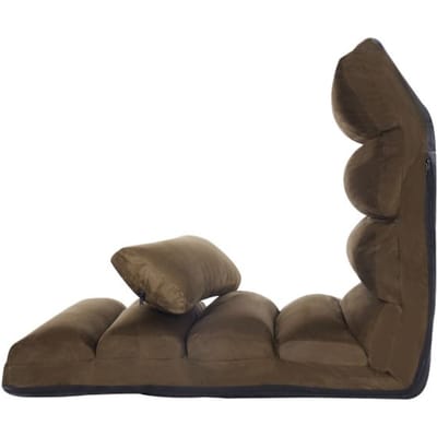 Coast vloerstoel met rugleuning opvouwbare vloerlounder 175 x 55 x 20 cm bruin