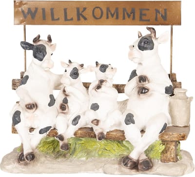 Clayre & Eef Beeld 40x17x33 cm Wit Bruin Kunststof Willkommen Woonaccessoires beeld decoratie Decoratieve Accessoires