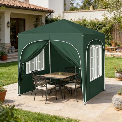 Opvouwbaar Easy-Up Partytent - Opvouwbaar prieel - 2x2m - Waterdicht - UV Bescherming - Metalen frame - Geschikt voor Familiebijeenkomsten, picknicks, sportevenementen, rommelmarkten, barbecues, strandactiviteiten - Groen