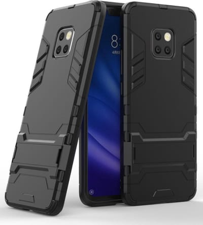 Luxe Back Cover voor Huawei Mate 20 Pro | Shockproof Hard Case | Hoogwaardig TPU Finish Hoesje | Zwart | Kickstand