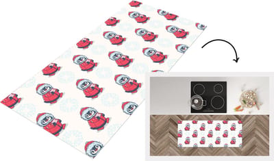 Keukenloper - Loper keuken - Pinguïn - Sneeuw - Brief - Kerst - Patronen - 120x50 cm - Keukenloper vinyl