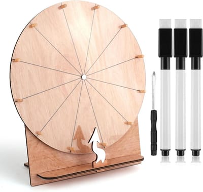 Spinning Wheel Spel van Hout voor Bruiloften, Feesten en Schoolactiviteiten - Erasable Roulette Spinner voor Babyshowers en Familie Games