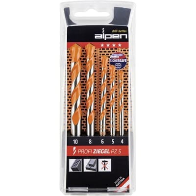 Alpen 200705100 Steenboorset 5-delig 4 mm, 5 mm, 6 mm, 8 mm, 10 mm Cilinderschacht 1 set(s)