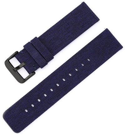 Nylon bandje - geschikt voor Garmin Venu (2 Plus) / Venu SQ (2) / Vivomove (Style - Sport) / Vivoactive 3 / 5 / 6 / Forerunner 55 / 165 / 245 / 645 / 570 - 42mm - gesp - donkerblauw zwart