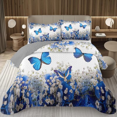 Vlinder Sprei Twin/Queen/King Aquarel Botanisch Bloemen Quilt Fantasie Stijl Beddengoed Set Omkeerbare Gewatteerde Spreien EU Double 200x200cm