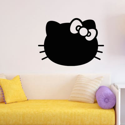 Schoolbordsticker - uitwisbare zelfklevende muurstickers - KITTEN MET VLINDERDAS - 40x55cm