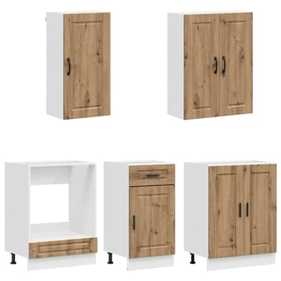 vidaXL - Keukenblok - PORTO - 5 - st - Artisanaal - eiken - Bewerkt - hout