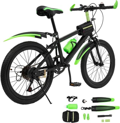 Kinderfiets - Jongens Meisjes Fiets - Buiten Fietsen - 7 Versnellingen Kompasbel - 20 Inch - Groen