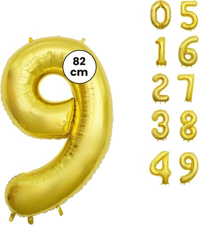 Fienosa Cijfer Ballonnen nummer 9 - Goud Kleur - 82 cm - Helium Ballon - Leeftijd verjaardag - Verjaardagsballon - Verjaardag