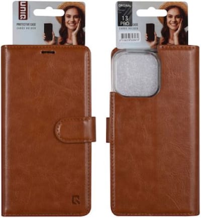 Top bookcase voor iPhone 13 pro bruin.