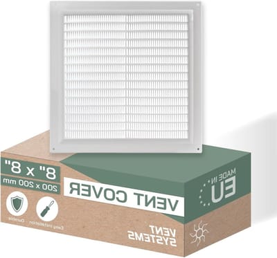 Ventilatie rooster - Luchtuitlaat kap - Muur ventilatie - Overschilderbaar kunststof - 200x200 mm - Wit