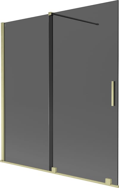 Mexen Velar badwand 2-delig verschuifbaar 150 x 150 , grafiet, goud geborsteld - 896-150-000-41-55