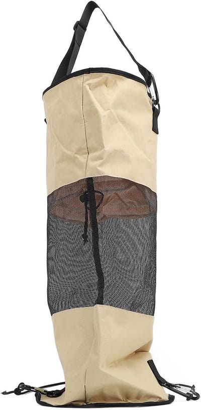 Afvalzak - Draagbare Container - Buiten Activiteiten - Versterkte Sluiting - 45 x 29 cm - Khaki