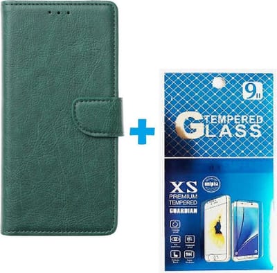 Portemonnee Book Case Hoesje + 2x Screenprotector Glas Geschikt voor: iPhone 12 -  groen