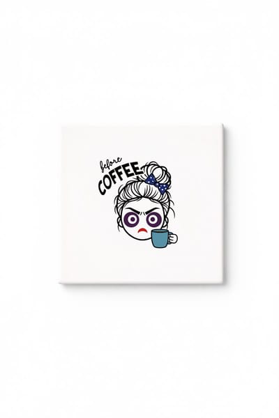 Grappige Before Coffee Keramische Tegel – Warrig Haar Ochtend Quote Decoratieve Cadeau Tegel voor Koffieliefhebbers