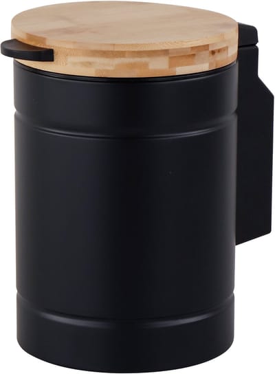Badkamerprullenbak - 3 l - wandmontage - rvs - zwart