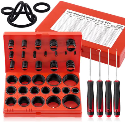 423 Stuks O-Ring Assortiment Kit - 32 Maten Nitrile Rubber O-Ringen voor Loodgieterswerk, Lucht- en Gasafdichting met 4 Stuks Haakjes en Picks
