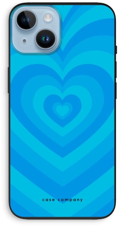 Case Company® - Hoesje geschikt voor iPhone 14 hoesje - Hart Blauw - Biologisch Afbreekbaar Telefoonhoesje - Bescherming alle Kanten en Schermrand