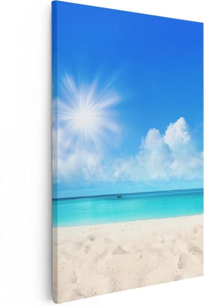 Artaza Canvas Schilderij Zeezicht - 20x30 cm - Klein - Wanddecoratie Strand - Muurdecoratie Woonkamer - Kamer Accessoires Blauwe Zee