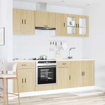 vidaXL - 8-delige - Keukenkastenset - Porto - bewerkt - hout - sonoma - eikenkleur