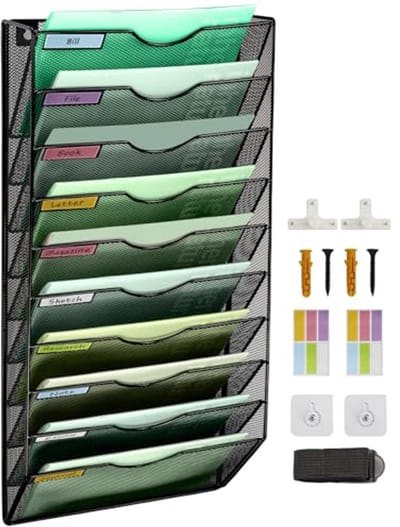 10-Tier Muur File Organizer - Verticaal Bestandsysteem voor Kantoor en Thuis