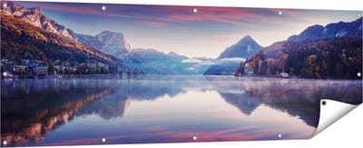 Gards Tuinposter Meer in de Bergen - 180x60 cm - Tuindoek - Tuindecoratie - Wanddecoratie buiten - Tuinschilderij