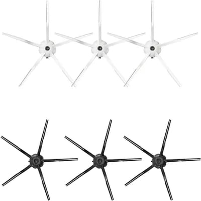 Vervangende siliconen zijborstels - 3 x zwarte + 3 x wit - Geschikt voor Roborock T7S, T7S PLUS, G20, G10, G10S, G10S PRO, G10S PURE, S7, S7MAXV ULTRA, T8, Q7+, Q7 MAX+ en S8 - Robotstofzuigers - set van 6 stuks