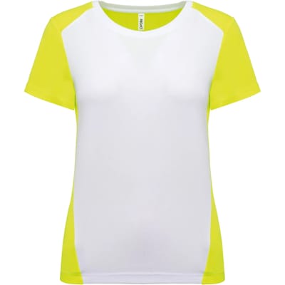 PROACT® Ecologisch sport-T-shirt in twee kleuren voor dames PA4015 - White / Fluorescent Yellow - L