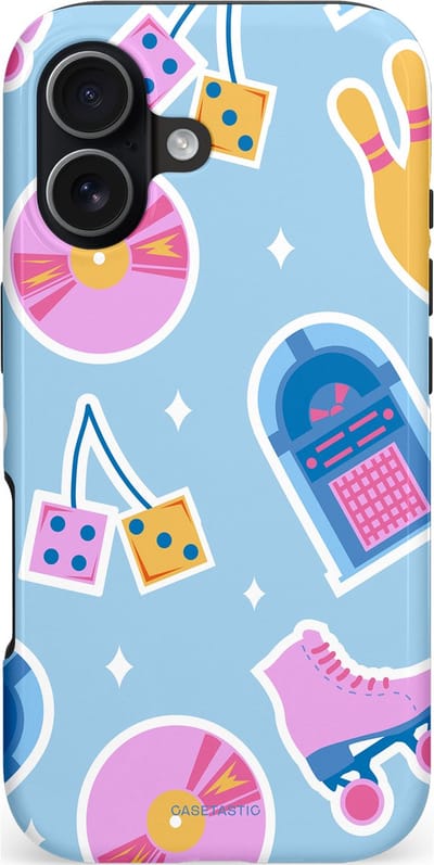 Casetastic hoesje geschikt voor Apple iPhone 17 - MagSafe - Dubbellaagse bescherming - Flashback vibes - Fashion Case - Lichtblauw Lavendel Wit