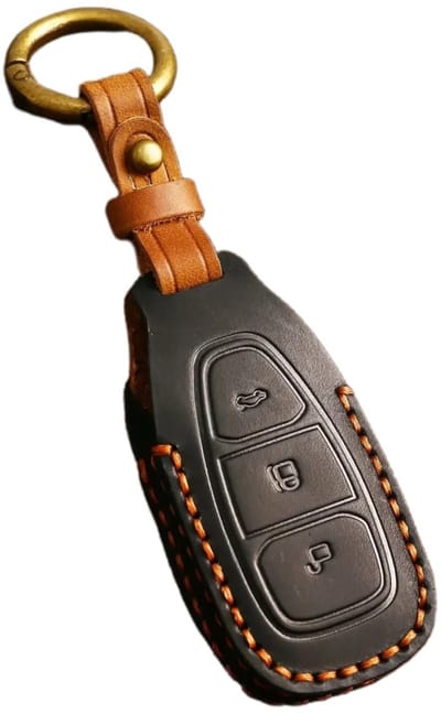 Dailygoody - Leren Auto Sleutel Beschermhoes - Sleutel Fob - Duurzaam en Stevig - Zwart - Waterdicht en Krasbestendig - Geschikt voor Ford Focus