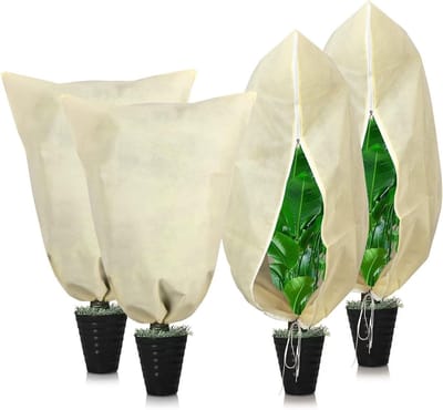 4 Stuks Beschermhoezen voor Planten tegen Vorst - 80cm x 120cm - Vorstdekens, Vorstdoek en Bescherming voor Bomen met Rits en Trekkoord