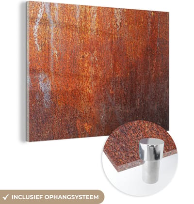 MuchoWow® Glasschilderij 120x90 cm - Schilderij acrylglas - Vintage - Roest - Metaal - Foto op glas - Schilderijen