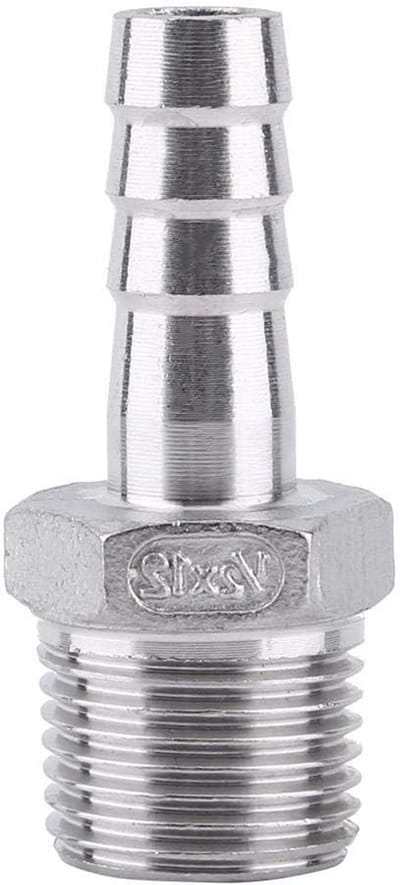 Duurzame RVS Male Thread Pipe Schroefverbinding voor Barb Slangverbinding BSP 1/8"~3/4" voor Chemische Toepassingen, Warm Water en Mechanische Pijpen (4 Punt=1/2*12mm)