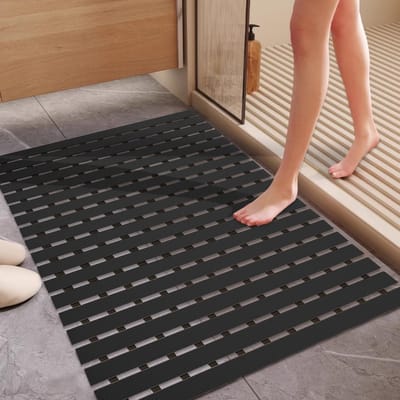 Extra Grote Antislip Douchemat zonder Zuignappen met Afvoergaten (90x60 cm) - Geschikt voor Ouderen en Douchecabines