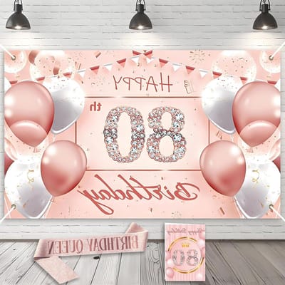 Feestelijke Verjaardagsbanner en Sjaal voor 80ste Verjaardag - Decoratieset voor Vrouwen met Kaarten en Cadeau-ideeën voor Volwassenen