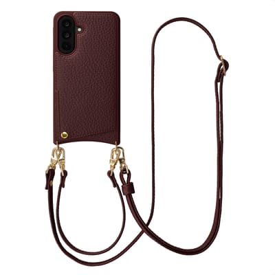Selencia Hoesje - Geschikt voor Samsung Galaxy A36 / A56 (5G) - Backcover met koord en pashouder - Bold Burgundy