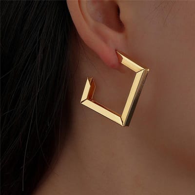 Retro minimalistische vierkante oorbellen, onregelmatige oorringen, nieuwe opvallende, coole mode-oorbellen voor vrouwen, accessoires brown