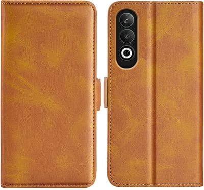 MobyDefend Hoesje - Geschikt voor OnePlus Nord CE 4 - Luxe Wallet Book Case (Sluiting Zijkant) - Lichtbruin