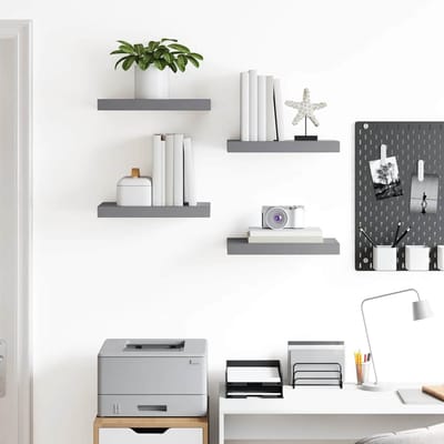 vidaXL - Wandschappen - zwevend - 4 - st - 40x23,5x3,8 - cm - MDF - grijs