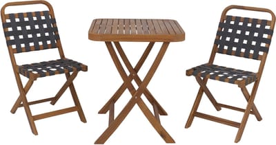 Tuinset MCW-P70, zitgroep balkonset set 2x stoel tafel, touwvlechtwerk acaciahout opvouwbaar ~ naturel, grijs