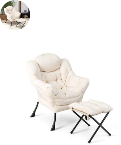 Fauteuil - Relaxzetel - Relaxstoel - Relaxfauteuil - Stoel - Met armleuning - Met voetenbank - Voor één Persoon - Beige