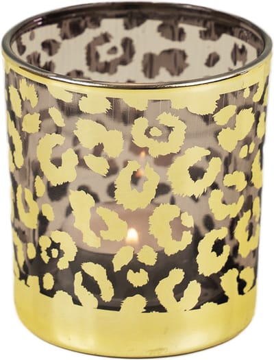 *Theelichthouder luipaard stippen goud small 8cm*