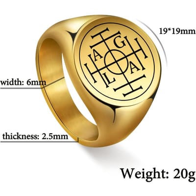 LIKGREAT AGLA Salomo Kabbala Rad van Fortuin Bescherming Amulet Herenring Roestvrij Staal Grote Zegelring Sieraden Cadeau 11 beige