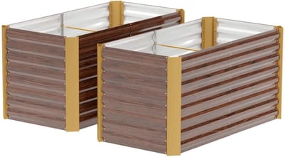 Plantenbak Set van 2 - Luxe Bloembak - Verhoogd Tuinbed - Kweekbak - Moestuinbak - voor Buiten, Terras, Tuin & Balkon - voor Groenten, Bloemen & Kruiden - 120 x 60 x 60 cm - Bruin
