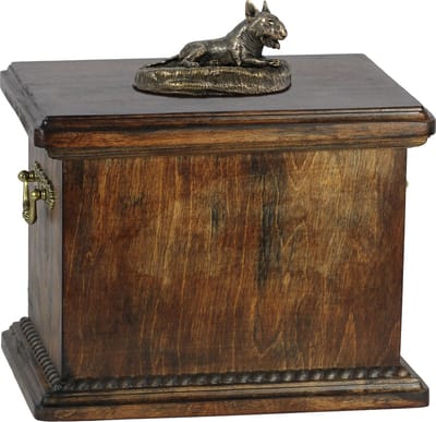 Elegante urn voor Bull Terrier met beeldje in klassieke stijl