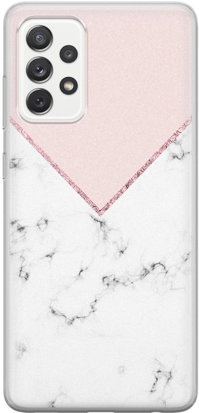 Leuke Telefoonhoesjes - Hoesje geschikt voor Samsung Galaxy A52 5G - Marmer roze grijs - Soft case - TPU - Marmer - Roze