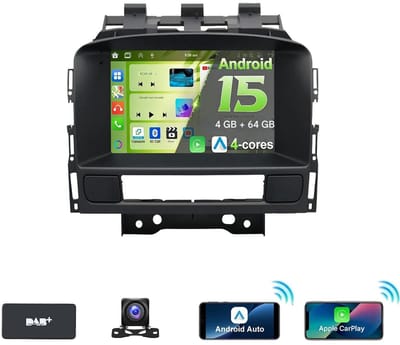 ESSGOO CarPlay autoradio voor Opel Astra J | 2010 t/m 2014 | Buick Verano | Draadloos Apple CarPlay & Android Auto | Android 15 | 4GB + 64GB | Bluetooth & Wifi USB | Navigatie en multimediasysteem | Achteruitrijcamera | DAB+